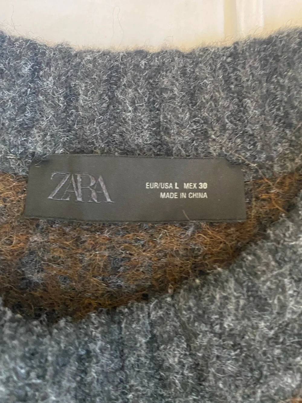 Zara Women's Fair Isle Wool Alpaca Blend Sweater Anthrcite Grey LG Cozycore - Picture 10 of 17